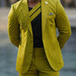 Olive Green Suit With Asymmetric Strap Detail And Tailored Fit
