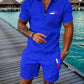 Casual Retro Plaid Printed PARIS Heat Transfer Patch Men's Beach Suit