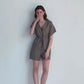V neck Drawstring Romper in Dark Green