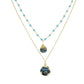 Double Jill Necklace with Gold Amazonite Chain and Teal Mojave Copper Turquoise Pendant