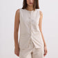 Cotton Tweed Vest Jacket Set in Cream
