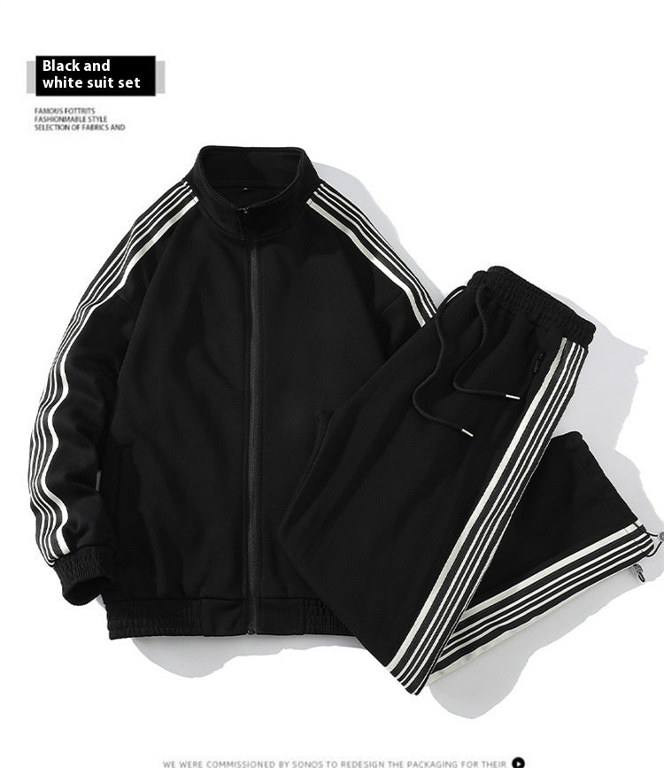 Trendy Straight Striped Sports Suit For Men
