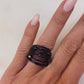 Marcia Black Wire Wrap Ring with Black Swarovski Crystals