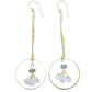 Pearl Accented Gold Chain Dangle Earrings with Green Strawberry Quartz and Moonstone Hoop Drop