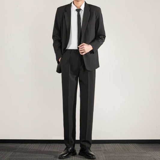 Koreanischer Texture Slim Fit Trendy Grace Business Anzug mit gerader Hose