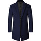 Mens Mid-Length Casual Wool Coat For Middle-Aged Men