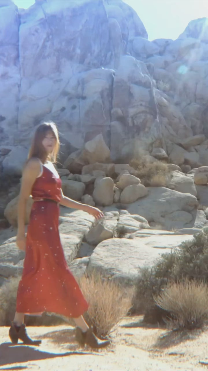 Andromeda Silk Slip Dress in Cosmic Crimson