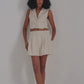 Cropped Cotton Tweed Vest in Cream
