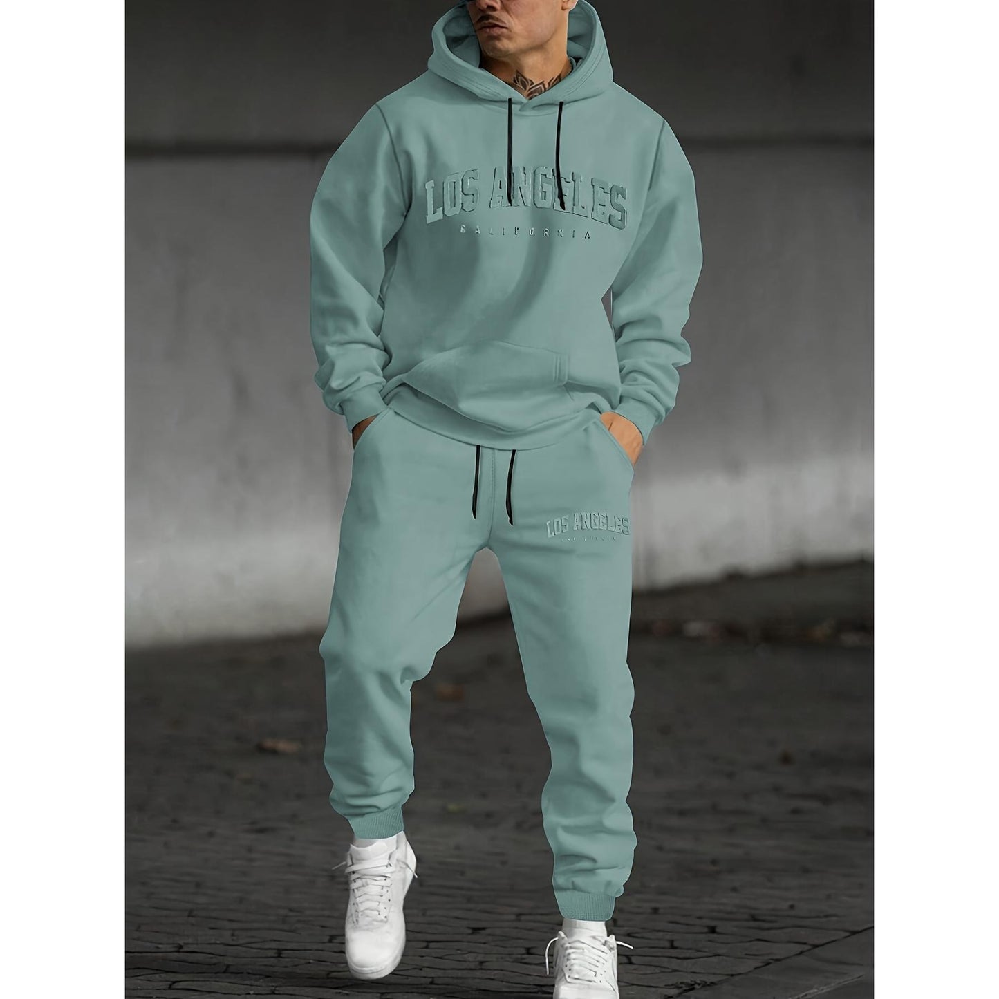 Letter Printed Men's Casual Sweater Suit