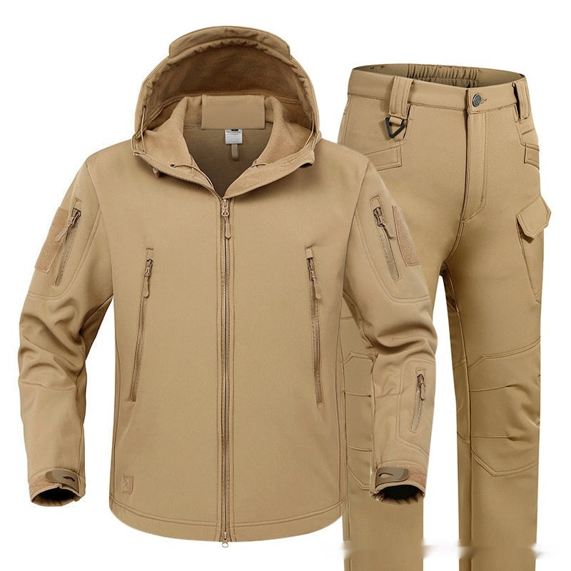 Soft Shell Shark Skin Windproof Waterproof Fleece-lined Camouflage Jacket For Men