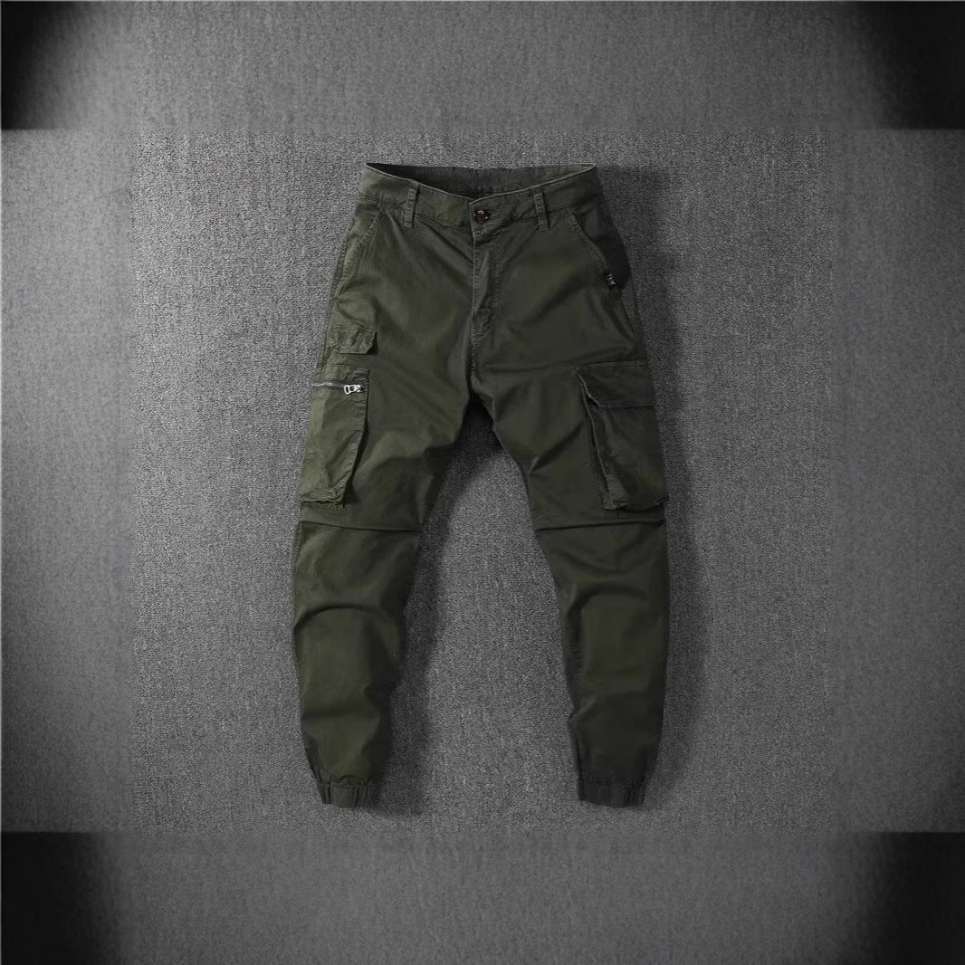 Retro-style Workwear Casual Wide-leg Jogger Pants