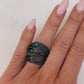Marcia Green Wire Wrap Ring with Forest Green Swarovski Crystals