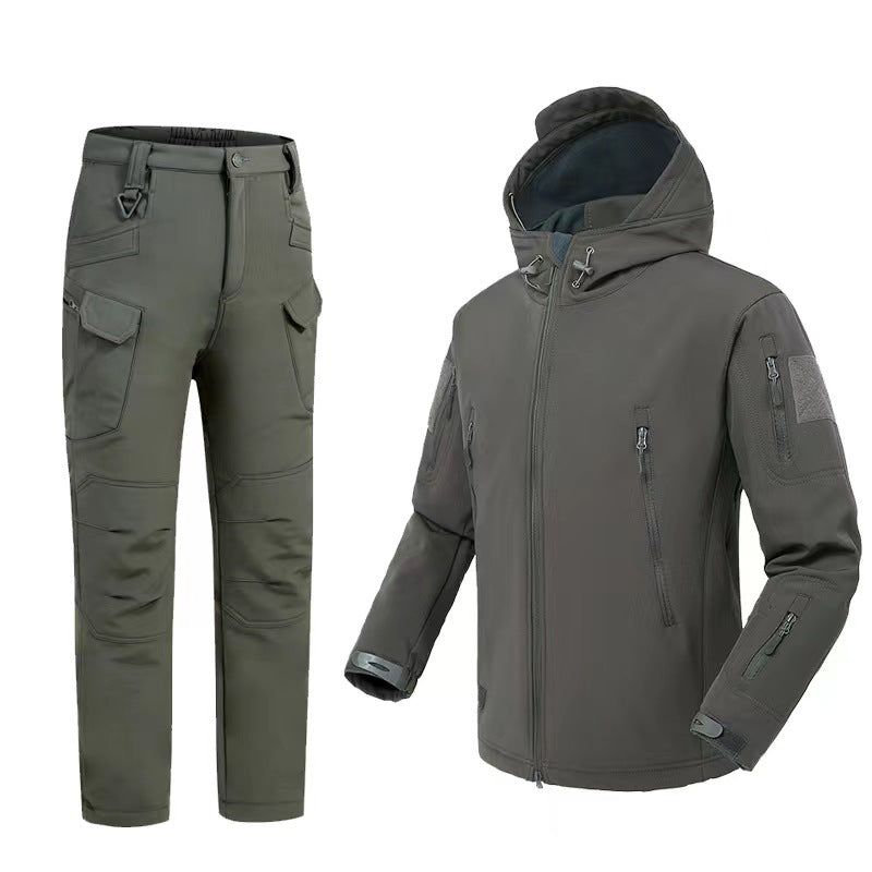 Soft Shell Shark Skin Windproof Waterproof Fleece-lined Camouflage Jacket For Men
