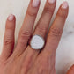 Silver Pearlized Stone Adjustable Ring