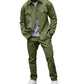 Men's Suede Solid Color Single-breasted Tooling Cardigan Two-piece Set