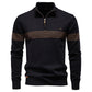 Mens Casual Half-collar Zip-up Sweater Top