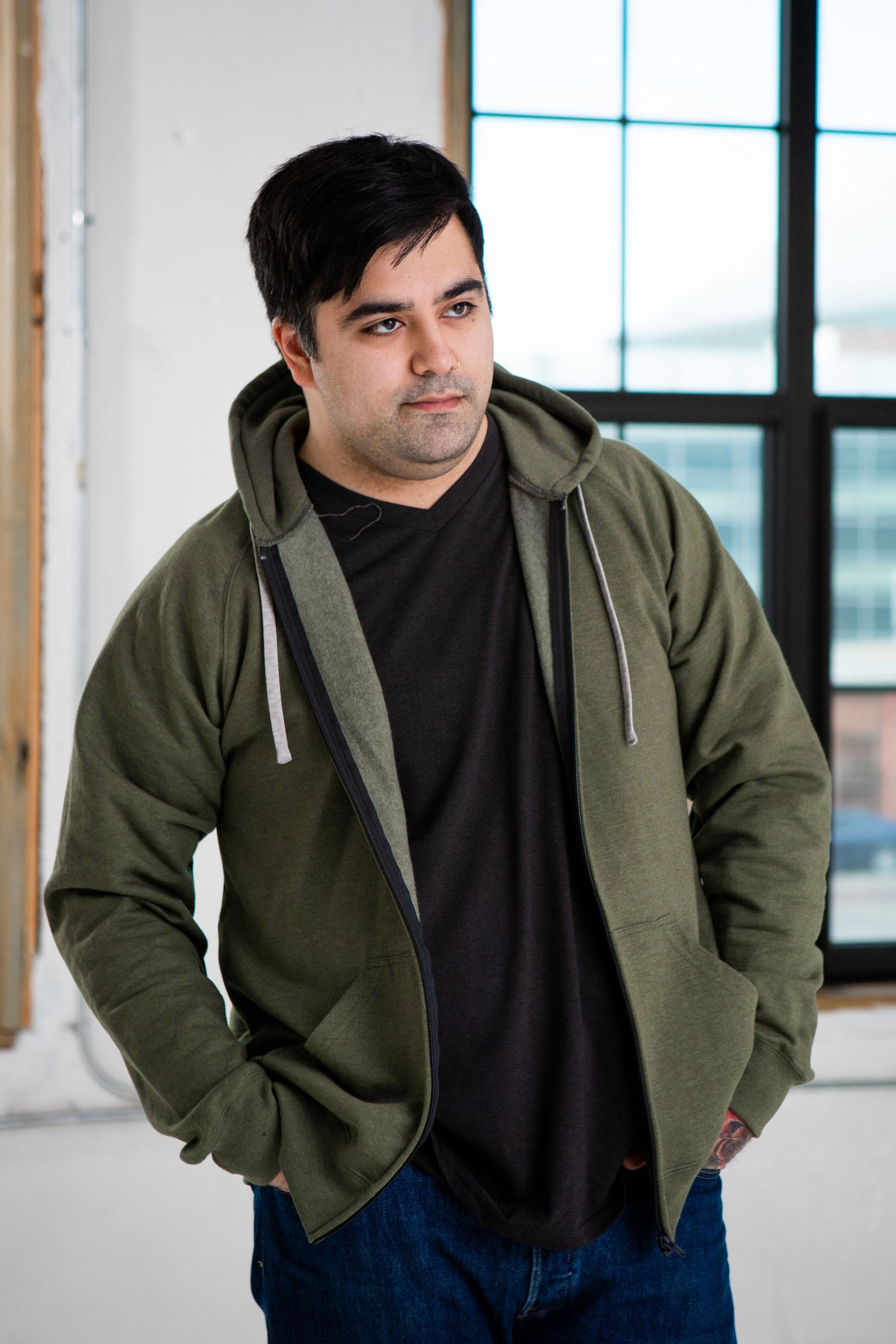 Unisex Heathered Full Zip Hood