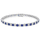 7.50 CTW AGI Certified Lab Created Blue Sapphire & Diamond Tennis Bracelet in 14K White Gold Overlay