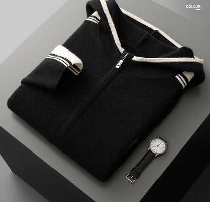 Men's Cardigan Hooded Color Matching Suit