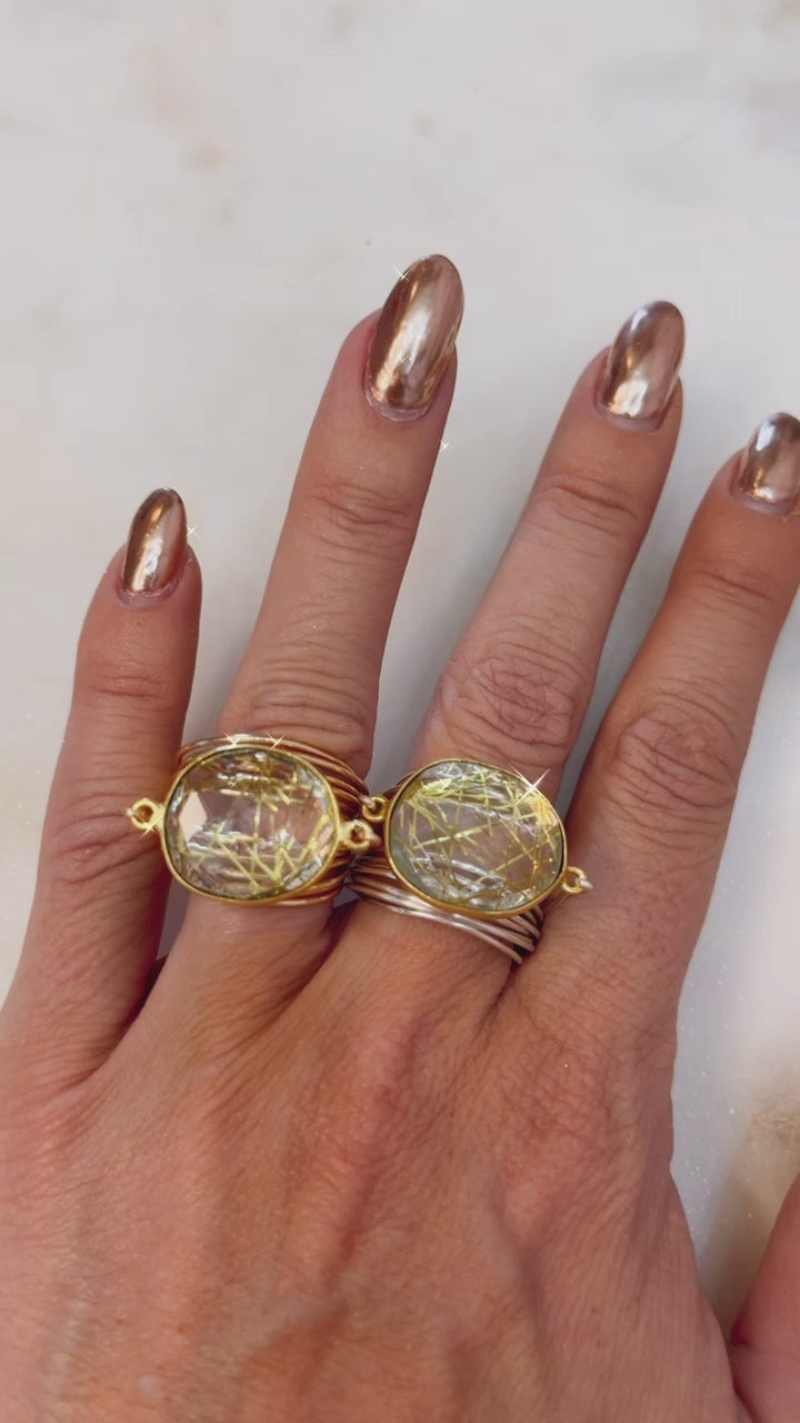 Torrey Ring with Gold Rutilated Quartz