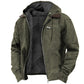 Winter Hooded Coat With Pockets Fashion Warm Fleece Zip-up Jacket Casual Outwear Men's Clothing