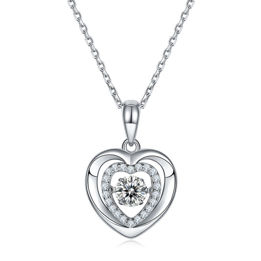 Set With Top-quality Moissanite, This Luxurious And Fashionable Light Luxury Trend Jewelry Necklace Pendant Is Made Of S925 Silver Electroplated With Platinum