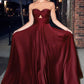 Strapless A-Line Satin Keyhole Dress