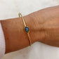 Center Stone Single Band Bracelet with Labradorite