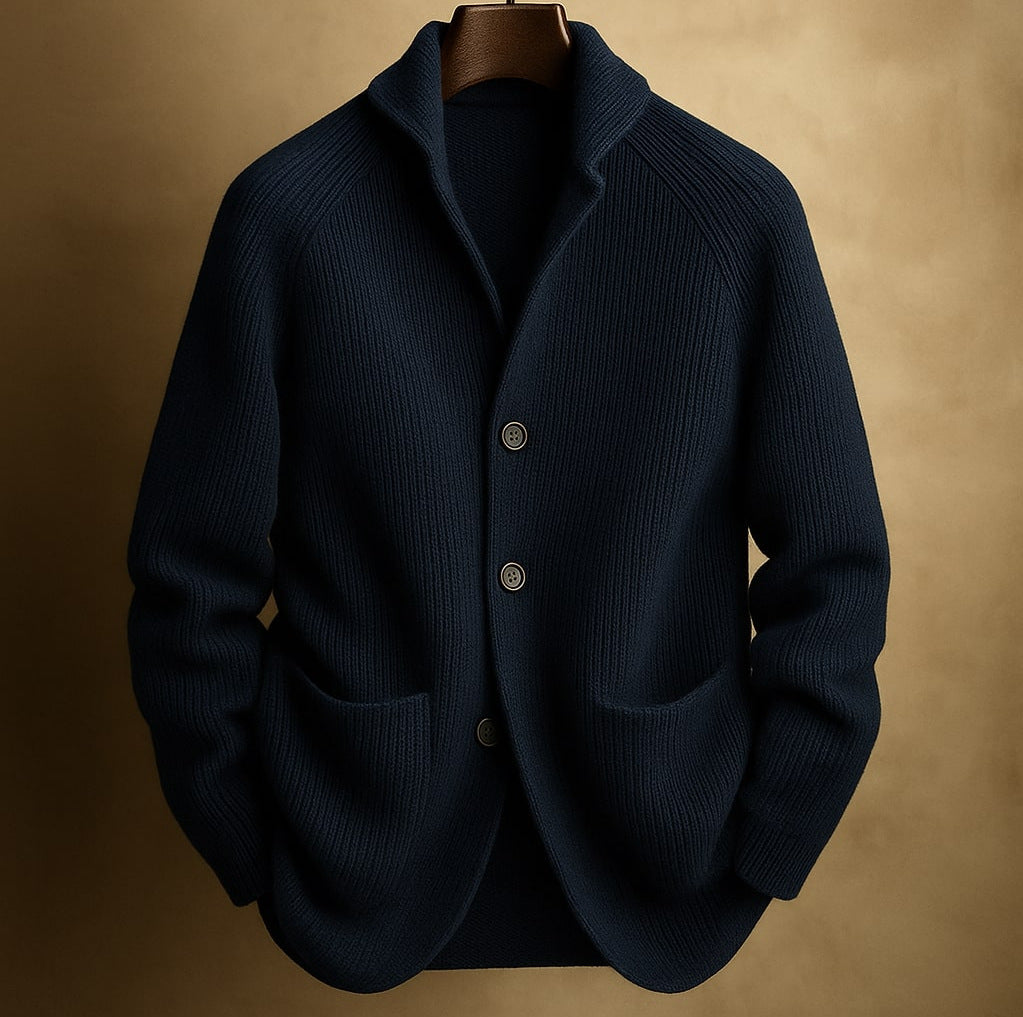 Gentlemans Knitted Three-button Shawl-collar Cardigan
