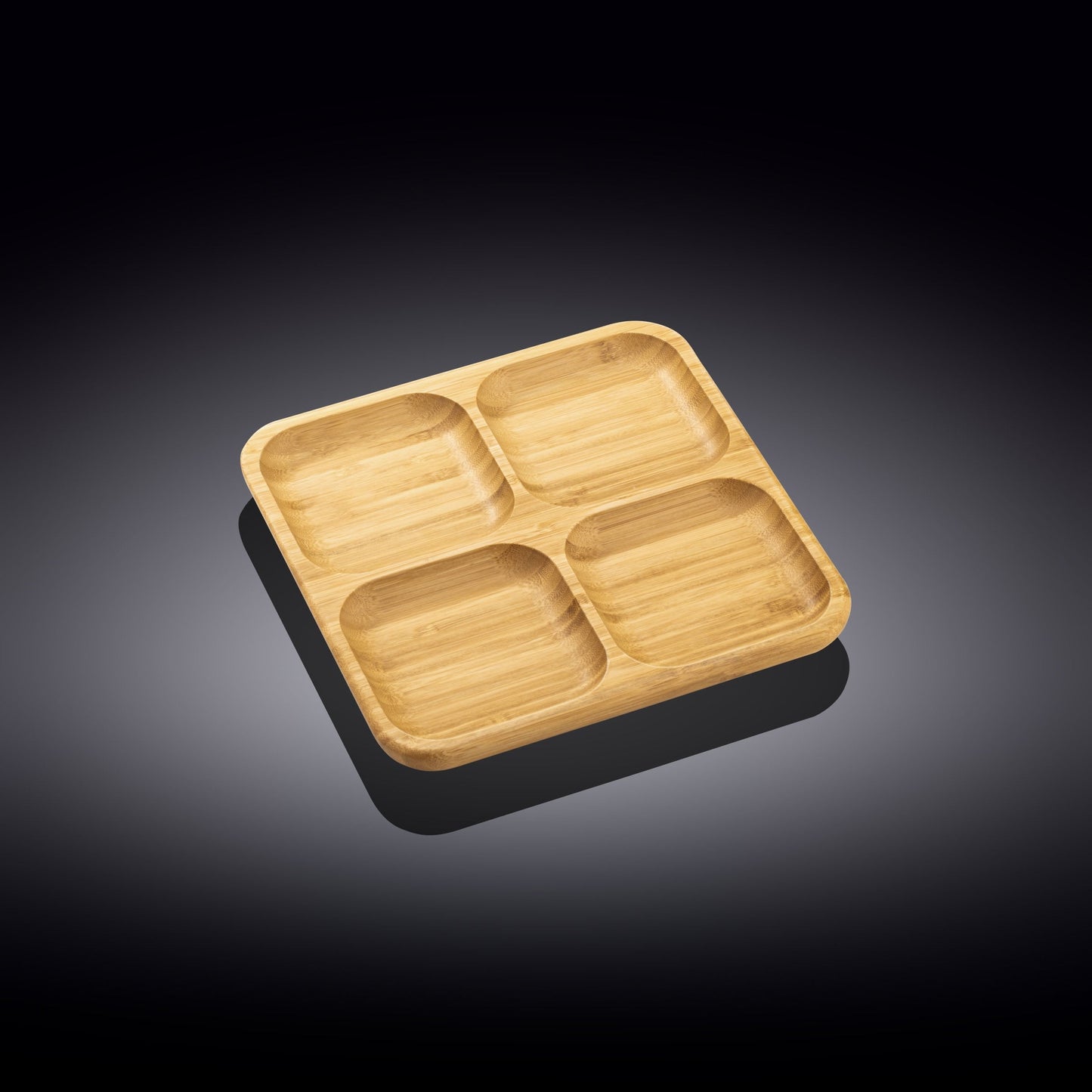 Set Of 4 Bamboo Square Divided Dish / Bento box 8.5" inch X 8.5" inch