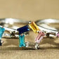 925 Rectangular Birthstone Ring Female Simple Fashion 3-6 Diamond Color Optional Customization