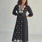 Drawstring Embroidered Dress in Black