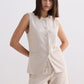 Cotton Tweed Vest Jacket Set in Cream