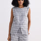 Cotton Tweed Vest Jacket Set in Grey