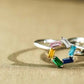 925 Rectangular Birthstone Ring Female Simple Fashion 3-6 Diamond Color Optional Customization