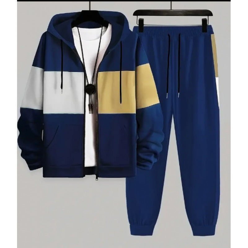 Mens Autumn Winter 3D Elephant-Print Long-Sleeve Hoodie Set