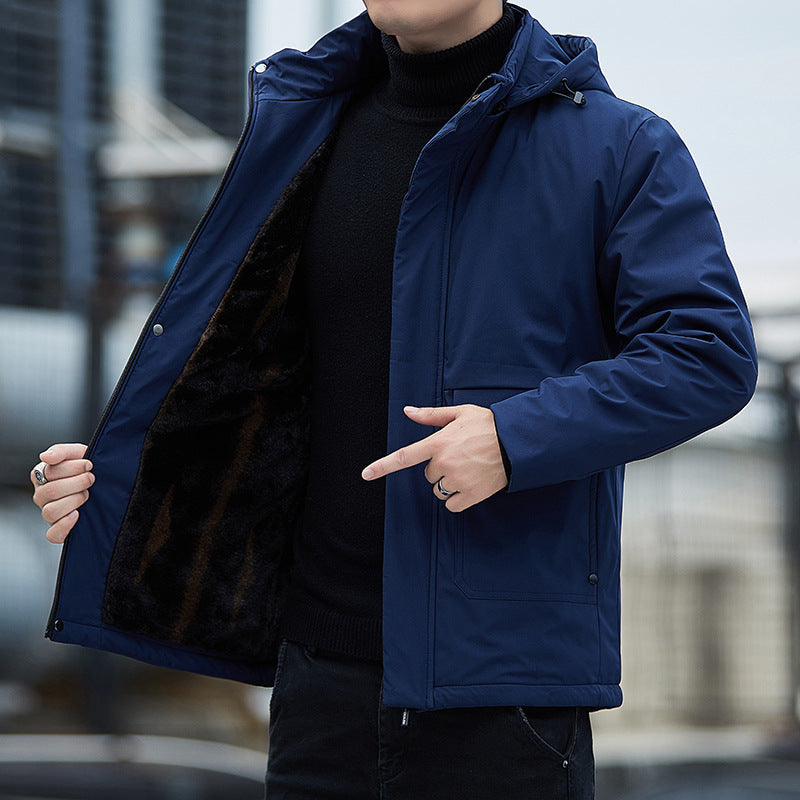 Mens Workwear Jacket AutumnWinter Fleece Lined Thickened Hooded Design Graphene