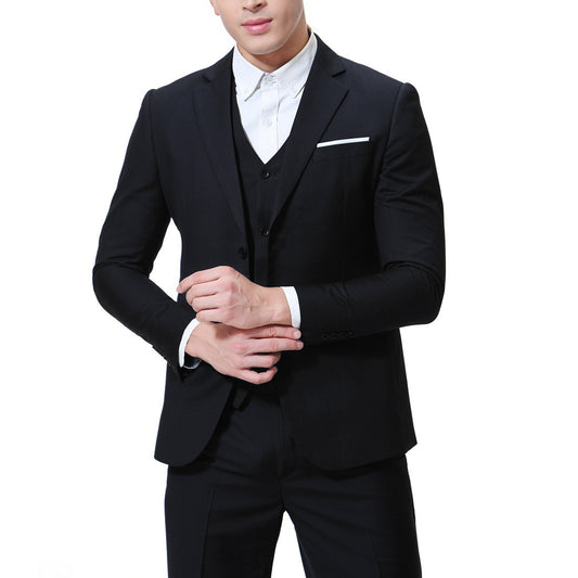 Herren Anzug im Dreiteiler-Design, einfarbig, legeres Business-Outfit