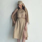 Overlap Midi Skirt in Neutral Beige
