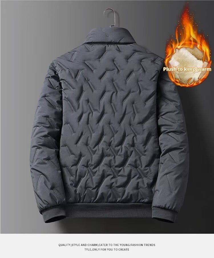 Men's Thickened Fleece Warm Turn-Down Collar Zipper Jacket Pants