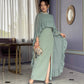 Two-piece Sleeveless Ruffled Beaded Dress Set