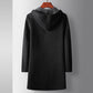 Mens Mid-Length Wool Coat With A Hood Reversible Style