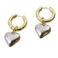 Gold Hoop Earrings with Silver Hearts