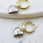 Gold Hoop Earrings with Silver Hearts