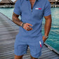 Casual Retro Plaid Printed PARIS Heat Transfer Patch Men's Beach Suit