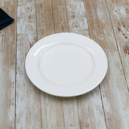 Set Of 6 Professional Rolled Rim White Dessert Plate 8" inch | 20 Cm