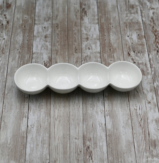 White 4 Part Divided Dish 12" inch X 3.25" inch X 1.5" inch | 30 X 8 X 4 Cm