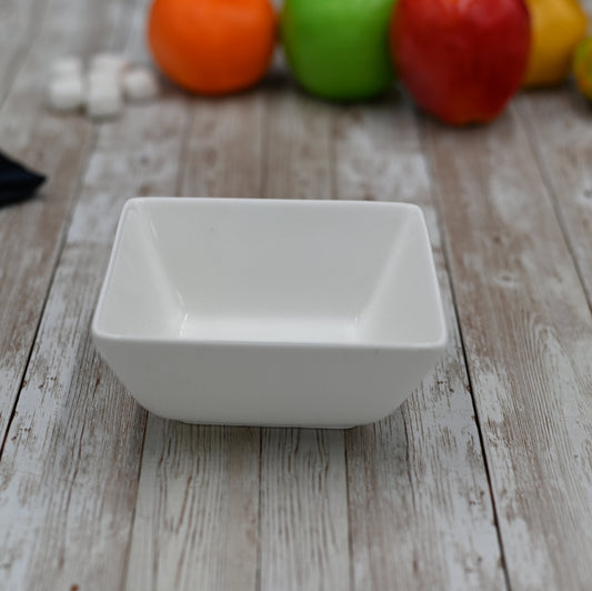 Set Of 6 White Square Snack / Sauce Dish 4.75" inch X 4.5" inch X 2.5" inch |11 Fl Oz