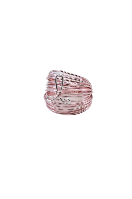 Marcia Ring mit Drahtwicklung in Roségold und silberner Brustkrebs-Schleife
