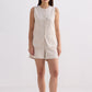 Cotton Tweed Vest Jacket Set in Cream